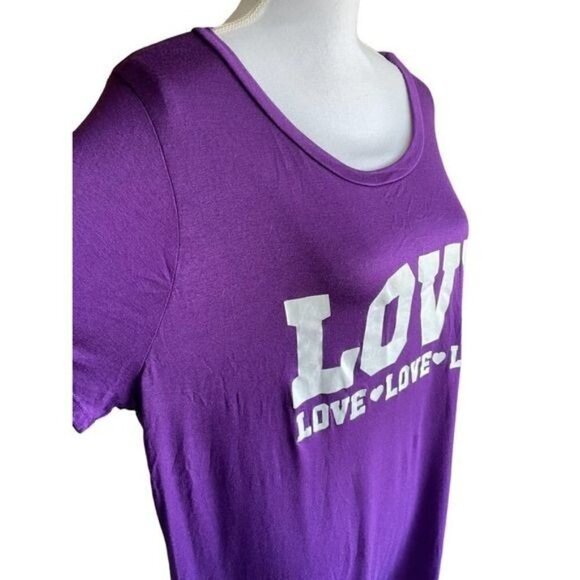 Ragdoll Women's Top Shirt Plus Size 3x Purple Love Graphic Stretchy Short Sleeve - Picture 6 of 9
